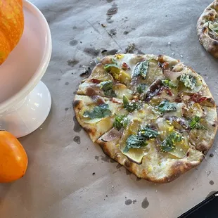 Handmade pizza 2 from our pizza making class. Freshly grated lemon zest on top and basil added a delightful freshness