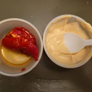 Marinated tomatoes and their house dressing.