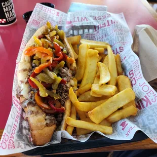 King of Philly with steak fries