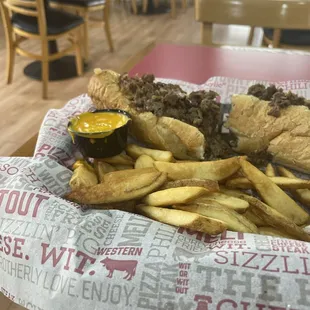 Cheesesteak &amp; steak fries with cheese