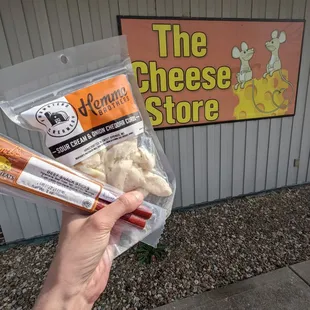 Curds and meat sticks