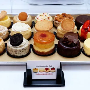 a variety of cheesecakes
