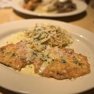 Crusted Chicken Romano with white sauce