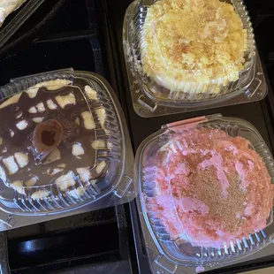 Lemon Cheesecake, strawberry cake cheesecake and chocolate Fudge Brownie Cheesecake