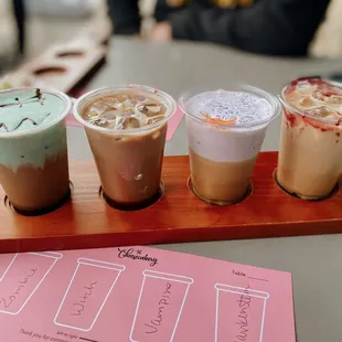 a variety of iced drinks