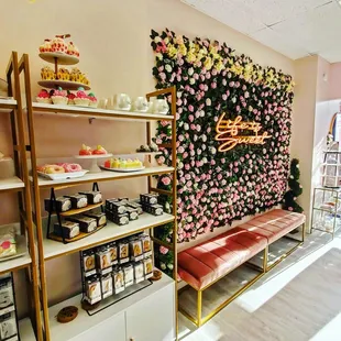 a display of cakes and pastries