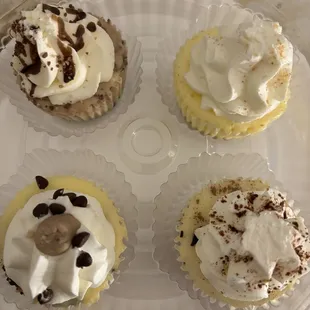 Clockwise from 1:30: Plain, Tiramisu, CC Cookie Dough, Ferrero Rocher (monthly special)
