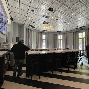 a restaurant with a bar