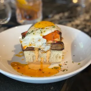 Local Pork Sausage and Pimento Cheese Benedict