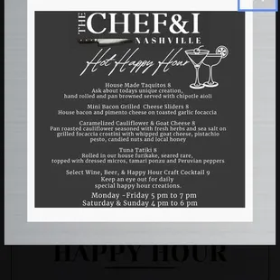 Happy hour menu