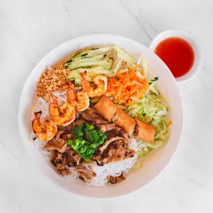 #41: Vermicelli Bowl with Charbroiled Pork, Shrimp, and Egg Roll