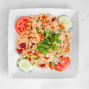 Yang Chow Fried Rice: Combination of shrimps, chicken, Vietnamese sausage, and BBQ pork