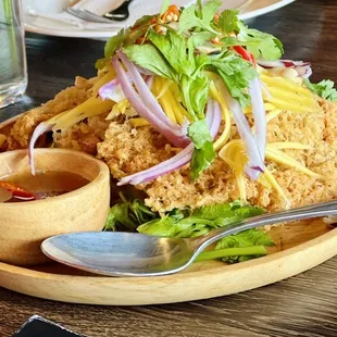Pla-dook-Foo (fried catfish salad )