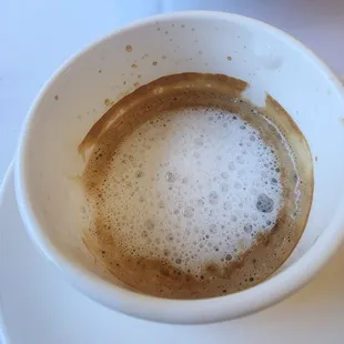 a cup of coffee and a plate of food