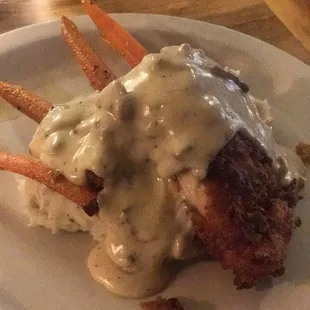 Fried chicken and bacon gravy