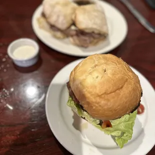 T.C.T. Grilled Peach Burger , House Smoked Prime Rib of Beef French Dip Lunch