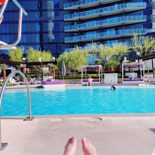 Pool view from lounge chair.