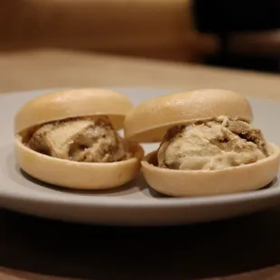 Dessert (brown sugar ice cream inside a crunchy, tasteless shell) - this was a while ago, so I think the dessert is a crème brûlée now, yum!