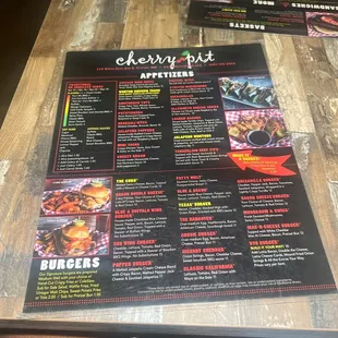 the menu on the table