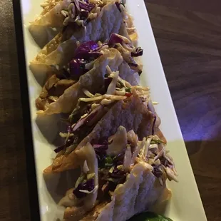 Chicken wonton tacos app. A must have