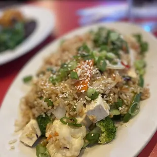 a plate of chinese food