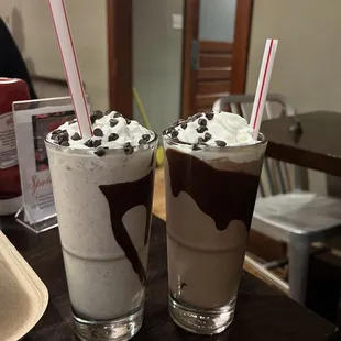 Choc Chip Cookie Dough and Chocolate milkshakes