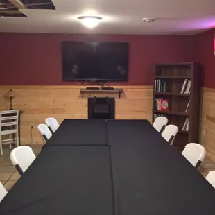 More seating, a conference room, and TVs available downstairs.