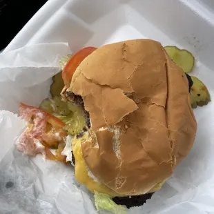 Large Cheeseburger. It's bigger than it looks!