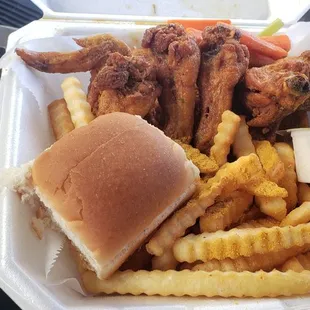 chicken wings and fried chicken, food