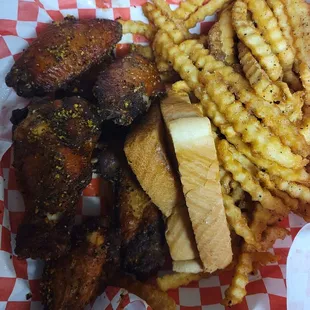 My first time visiting The Chicken Hut... ordered the 6pc Lemon pepper basket.. I get home and I see burnt chicken