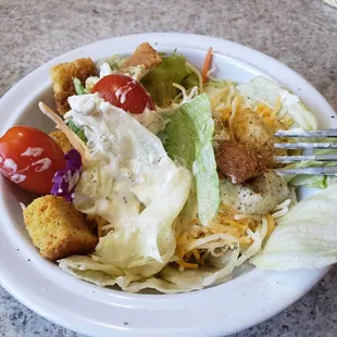 a plate of food with a fork