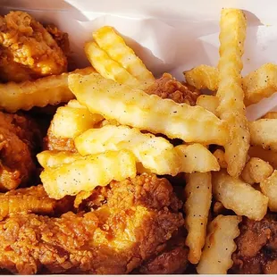 Soy Garlic Korean Chicken Wings &amp; Fries