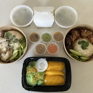Hainan Chicken, Hat Yai Fried Chicken, and Mango Sticky Rice
