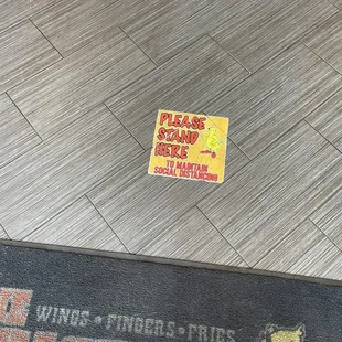a sign on the floor