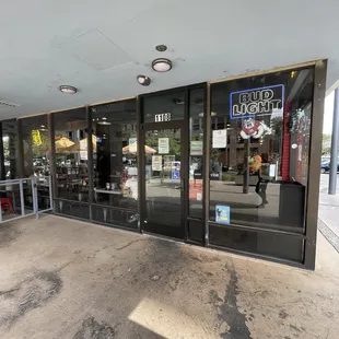 the entrance to the restaurant