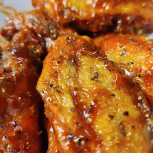a plate of chicken wings
