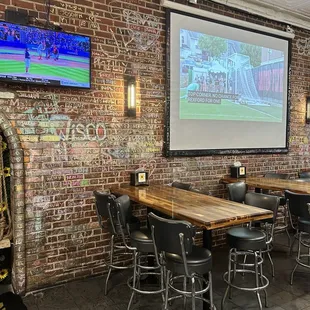 a large screen on the wall