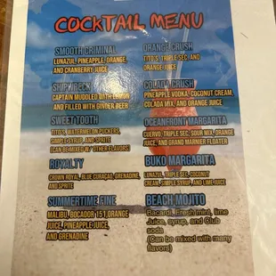 Cocktail Menu