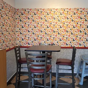 a table and four chairs