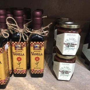 a variety of bottles of vanilla syrup