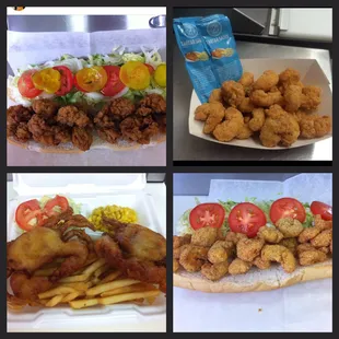 Po-Boys- Hamburger, Shrimp, Homemade Roast Beef, Oyster, Soft Shell Crab, Brisket, Crab Patty, Crawfish Patty,