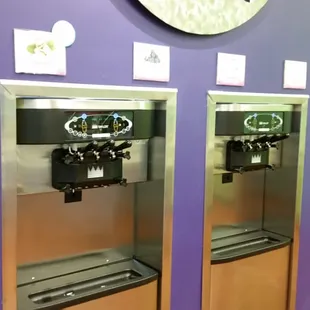 a row of ice cream machines
