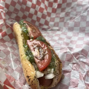 Vegan Chicago hot dog of your dreams. Keep your ketchup away.