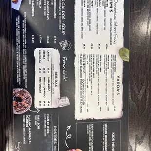 a menu on a table