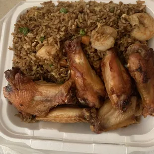 Wings with Shrimp Fried Rice