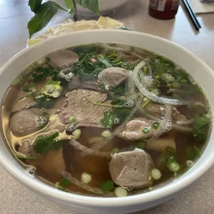 48.Noodle Soup with Sliced Beef, Brisket, Tendon, Tripe, &amp; Meatballs Combo