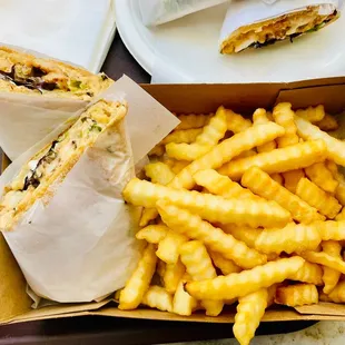 a sandwich and french fries