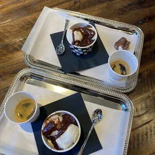 Affogato w/vanilla ice cream (the chocolate sauce complimented the dessert so well!)