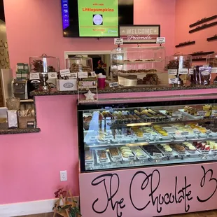  a display of chocolates and pastries