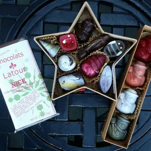 Chocolate bar and truffles